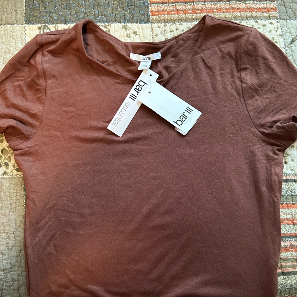 Bar III Essentials - Brown Crop Top- Size M - Stretchy Material